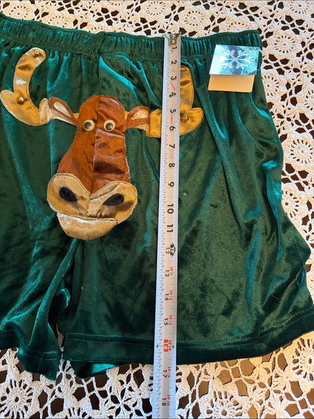 Green Velvet Moose Appliqué Men’s Boxers